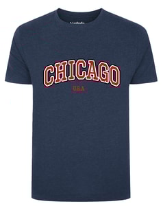 Bigdude – T-Shirt mit Chicago-Print, dunkler Denim